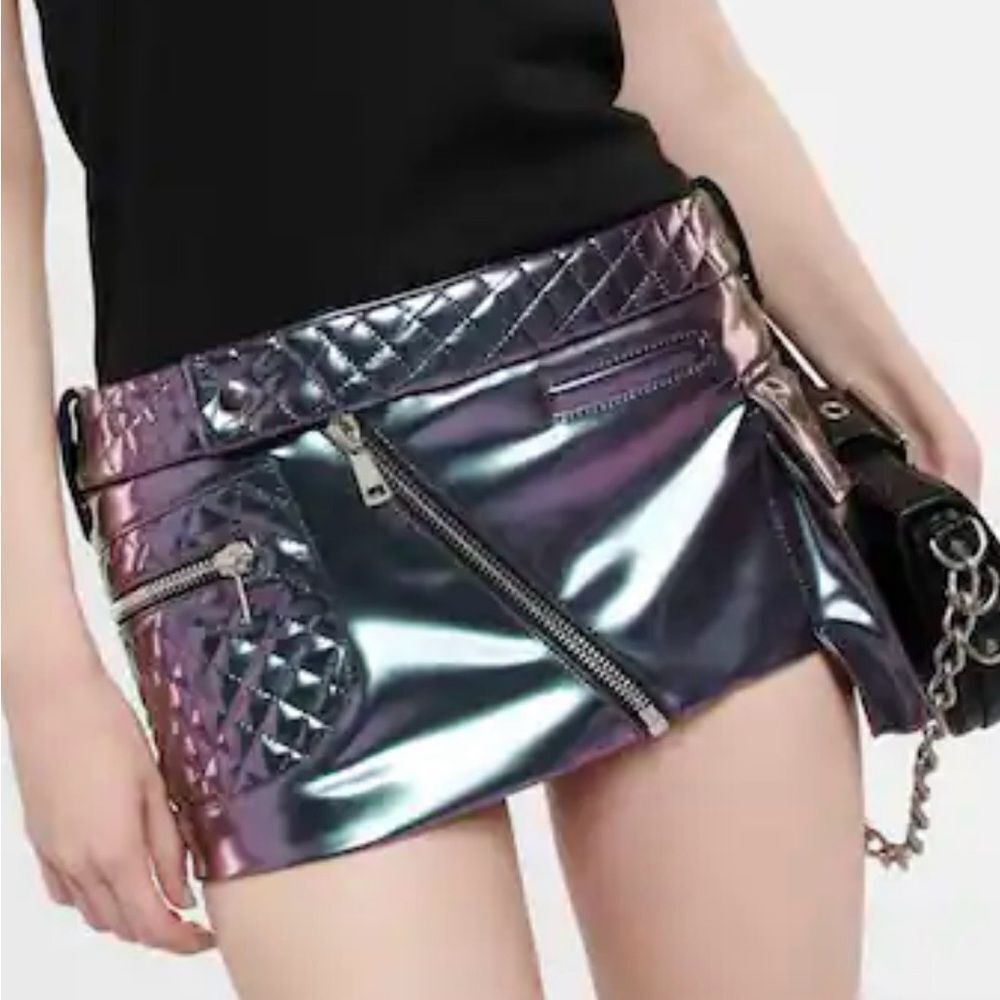 NWT LaQuan Smith PVC Metallic Mini Skirt size Medium